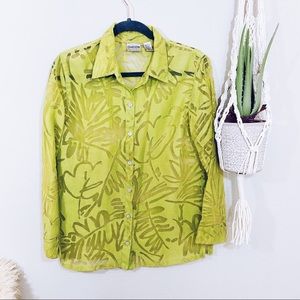 Vintage Chico’s Lime Green See-Thru Button Down 0